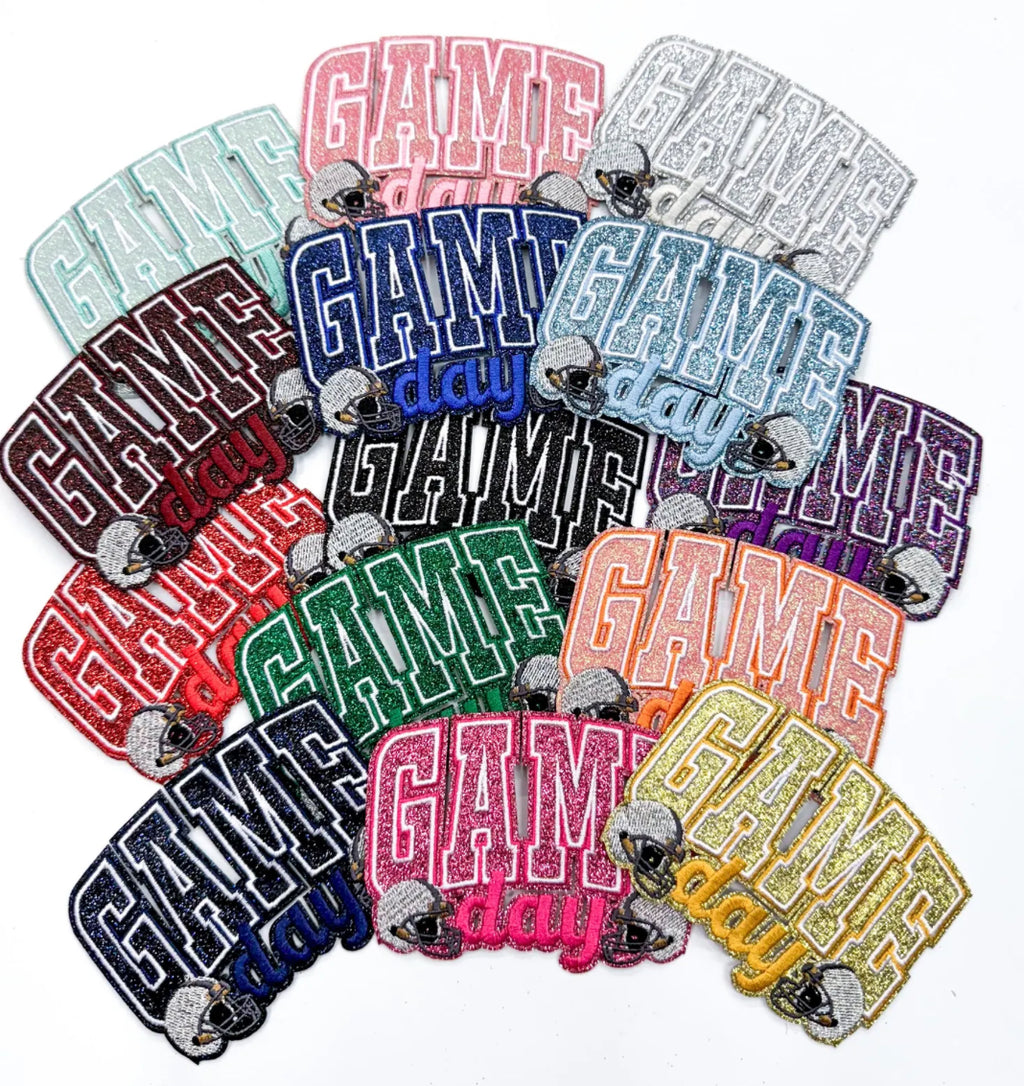 Black Game Day Helmet Embroidery Patch