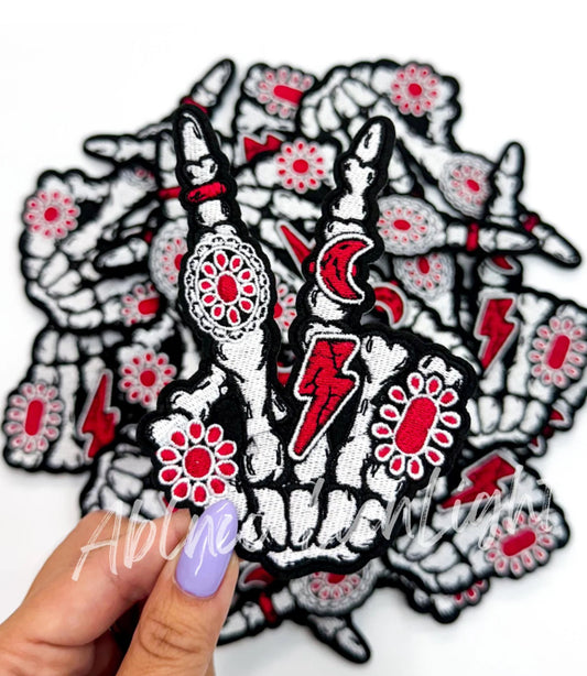 4'' Red Skeleton Hand Embroidery Patch (Big)