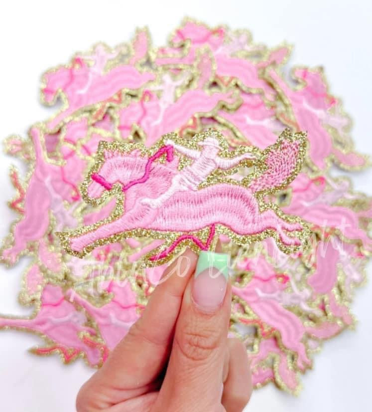 Pink Bronc Rider Embroidery Patch