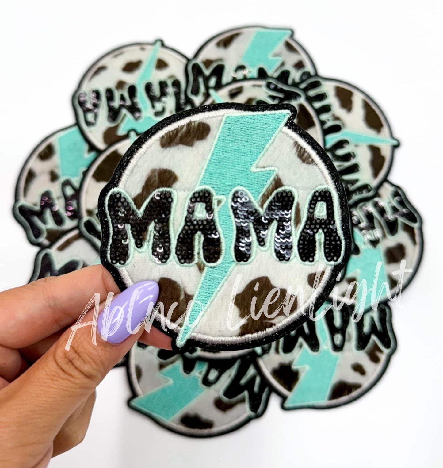 Mama Turquoise Bolt Embroidery Patch