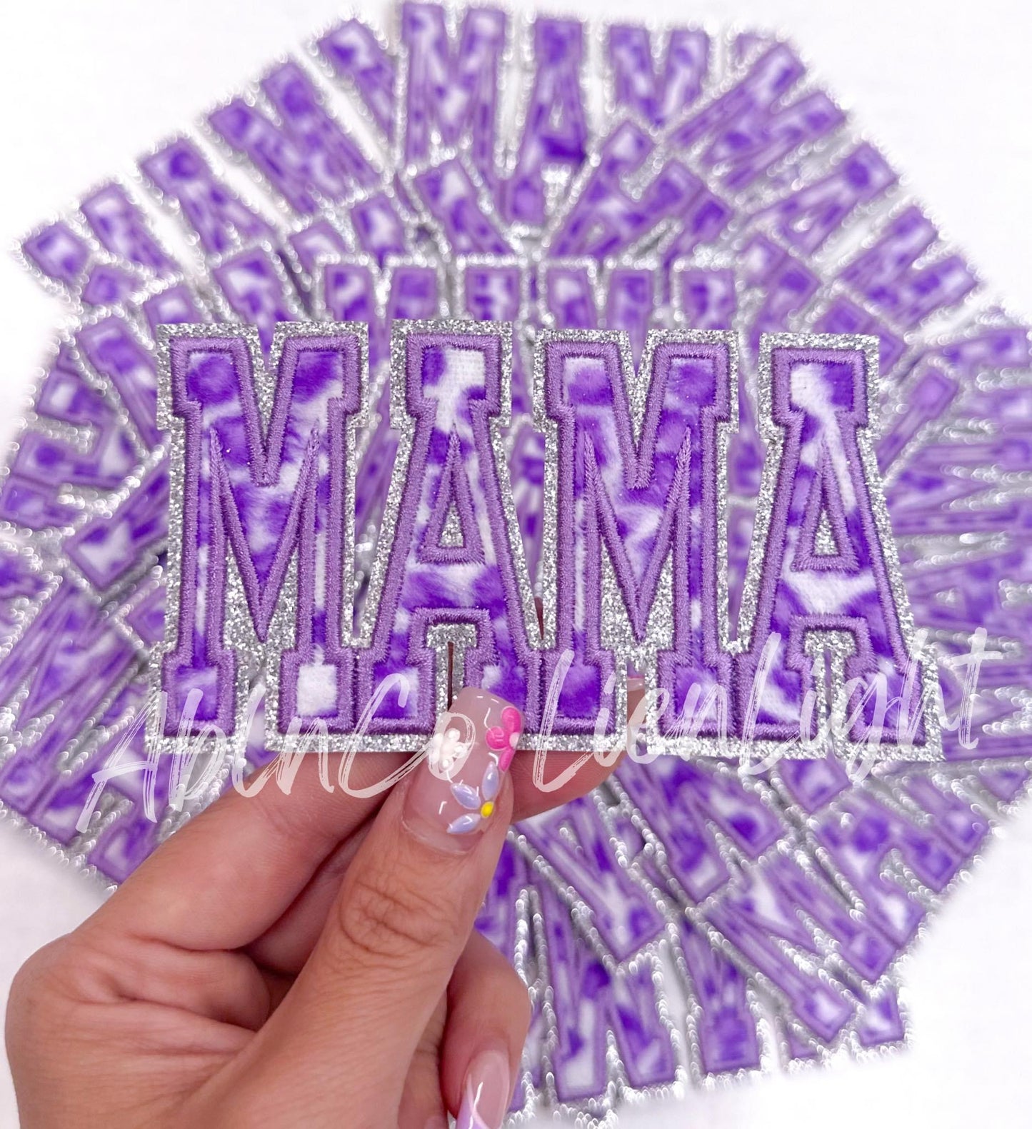 Mama Purple Cheetah Embroidery Patch