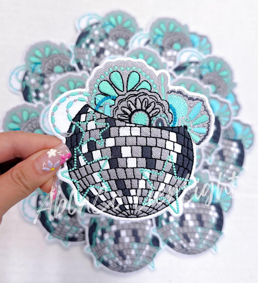 Turquoise Disco Ball Embroidery Patch