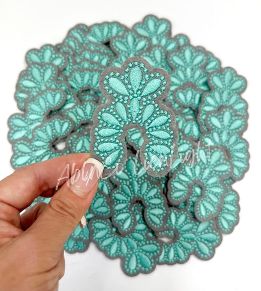 Turquoise Gray Concho Embroidery Patch