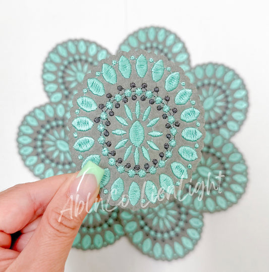 Turquoise Concho Embroidery Patch