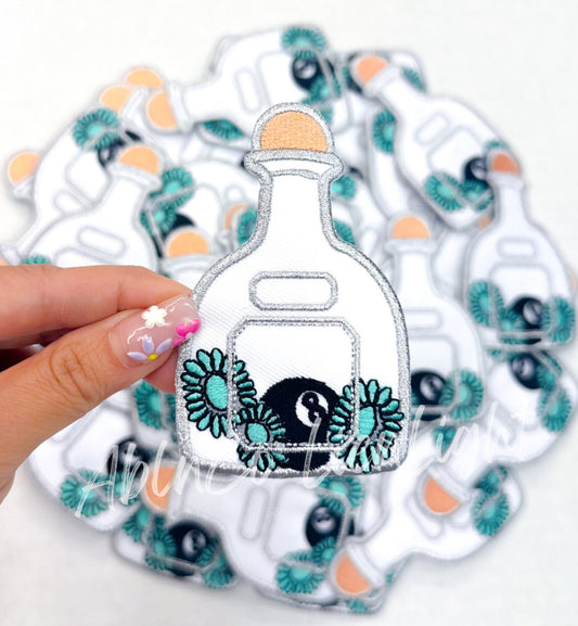 Turquoise Tequila 8 Ball Bottle Embroidery Patch