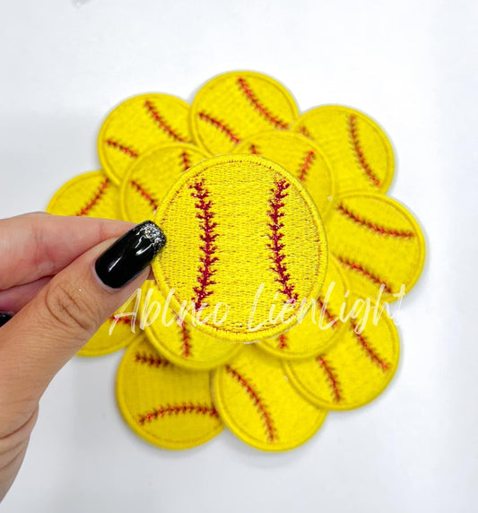 Softball Ball Glitter Embroidery Patch