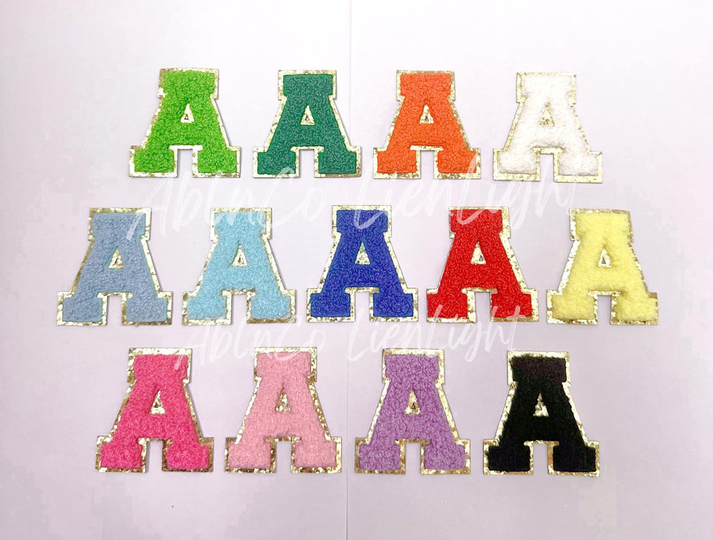Black Chenille Letter Adhesive Sticker Patch