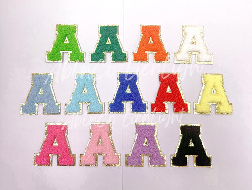 Black Chenille Letter Adhesive Sticker Patch