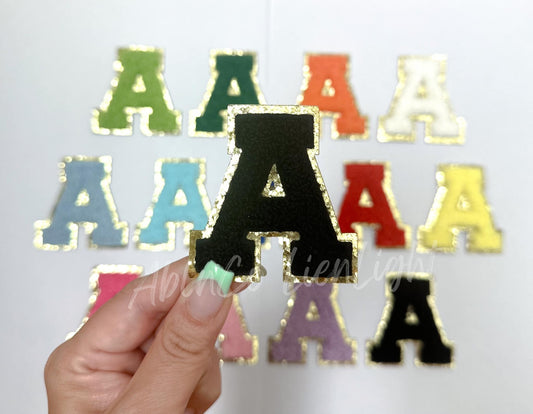 Black Chenille Letter Adhesive Sticker Patch