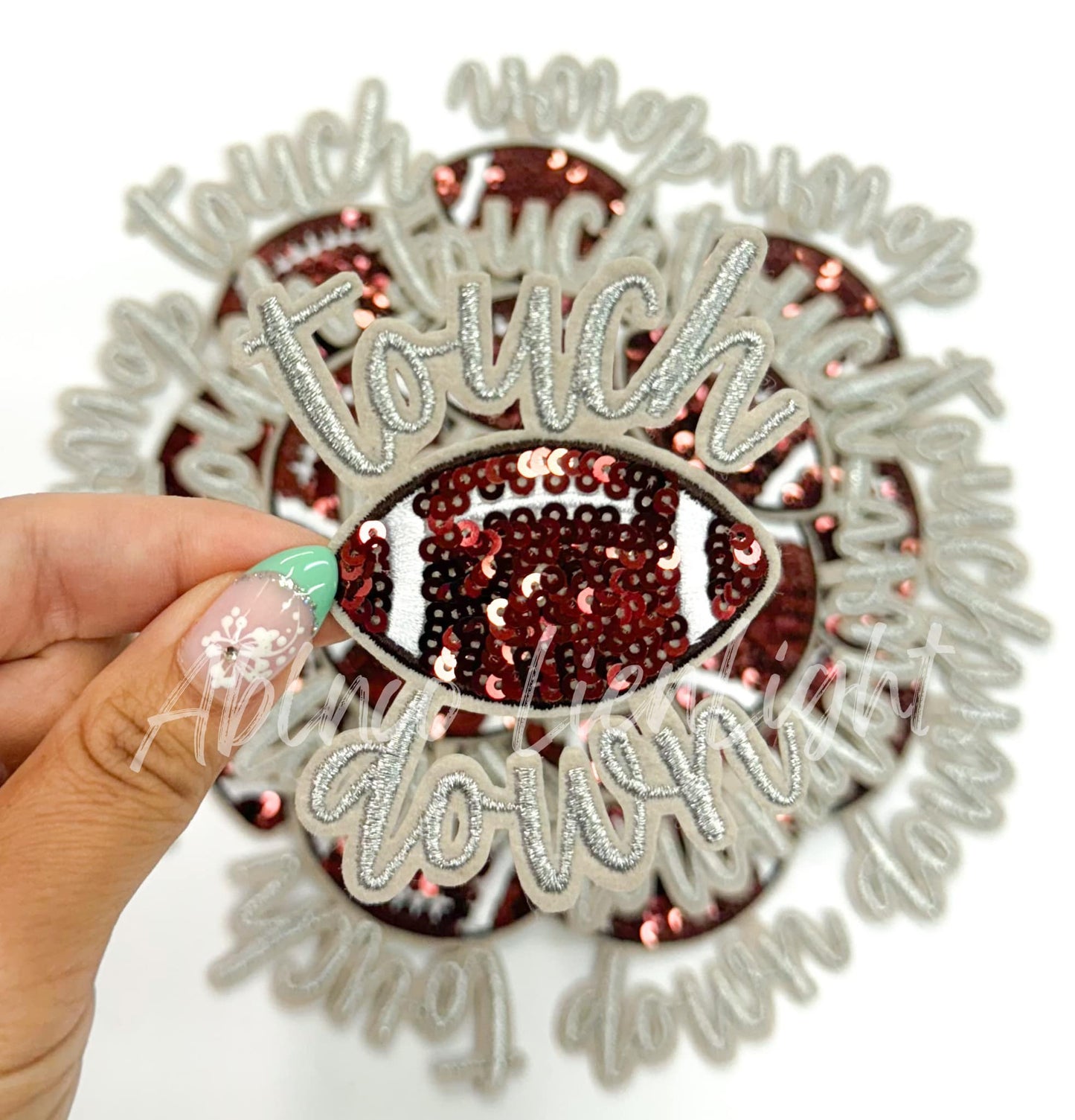 Silver Touchdown Sequins Embroidery Patch