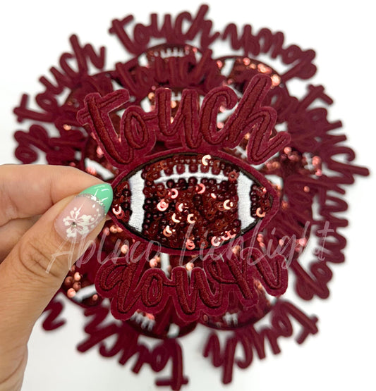 Maroon Touchdown Sequins Embroidery Patch