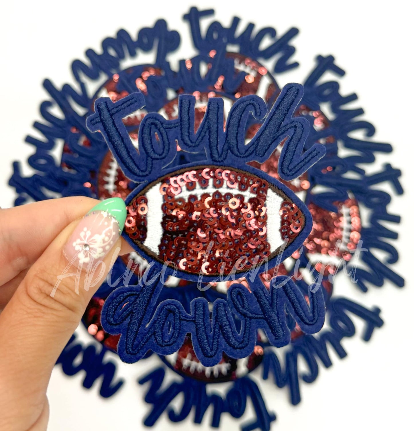 Navy Touchdown Sequins Embroidery Patch