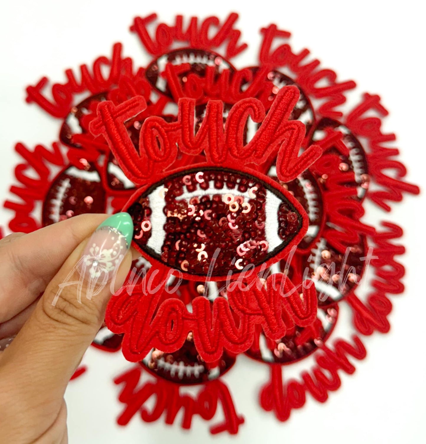 Red Touchdown Sequins Embroidery Patch