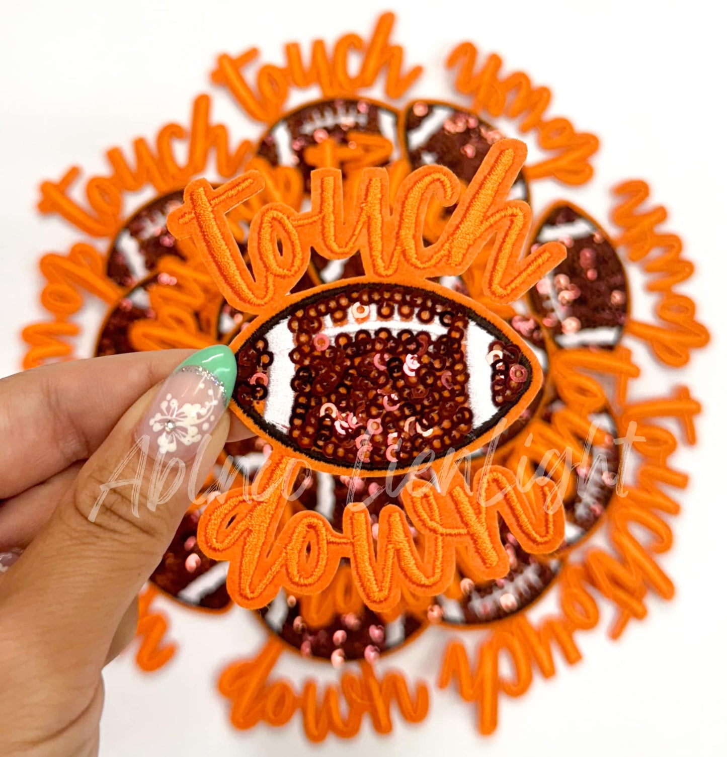 Orange Touchdown Sequins Embroidery Patch