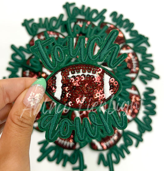 Green Touchdown Sequins Embroidery Patch