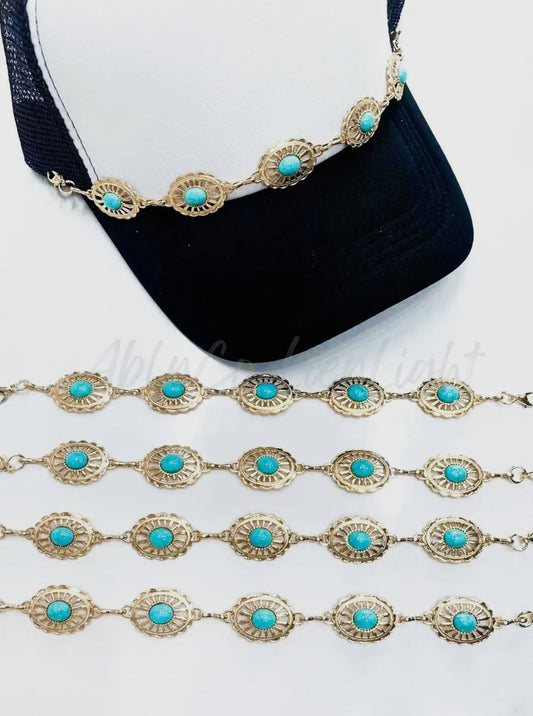 Gold Concho Turquoise Trucker Hat Chain