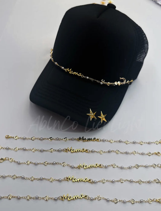 Gold and Pearl Mama Trucker Hat Chain