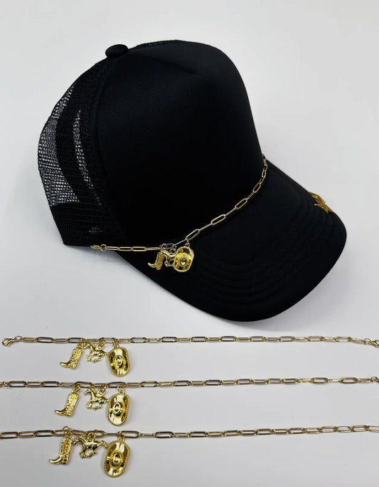 Gold Western Cowboy Trucker Hat Chain