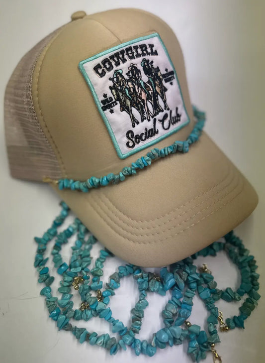 Turquoise Multi Stone Beads Trucker Hat Chain