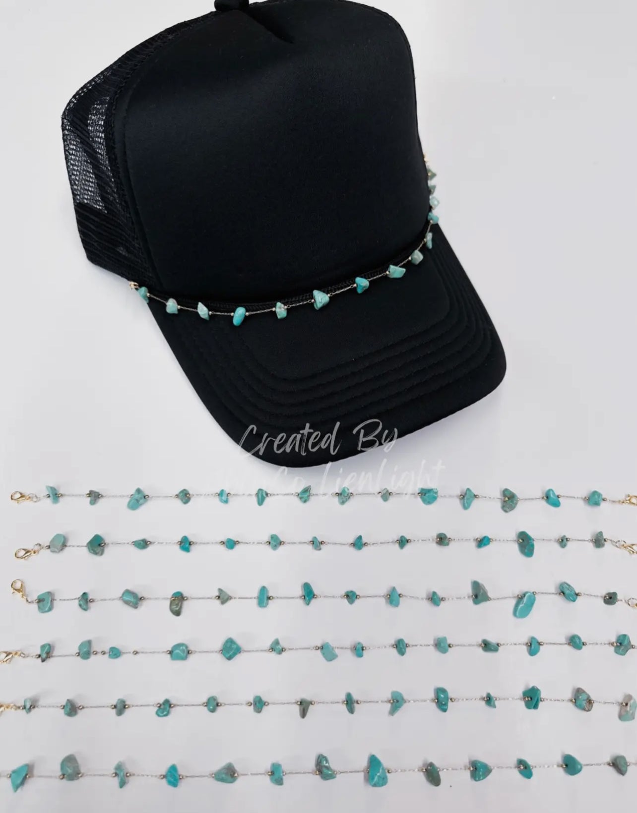 Turquoise Gold Trucker Hat Chain