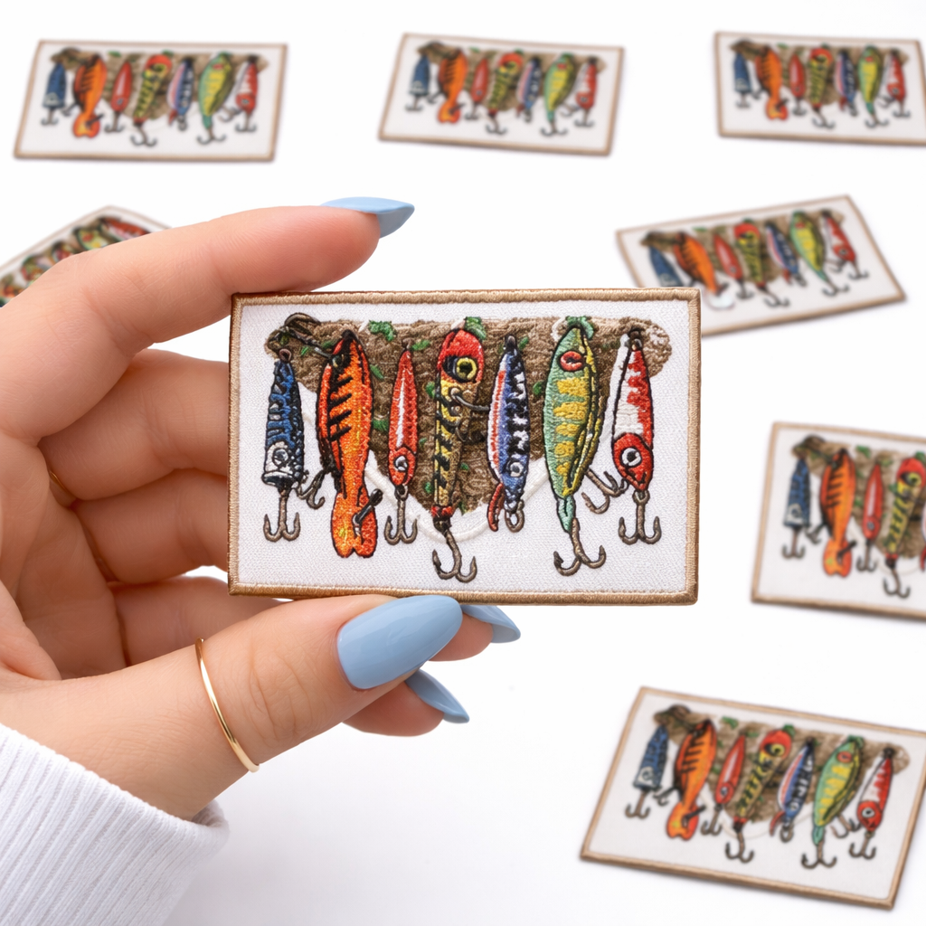 Fish on Lures Embroidered Dog Patch