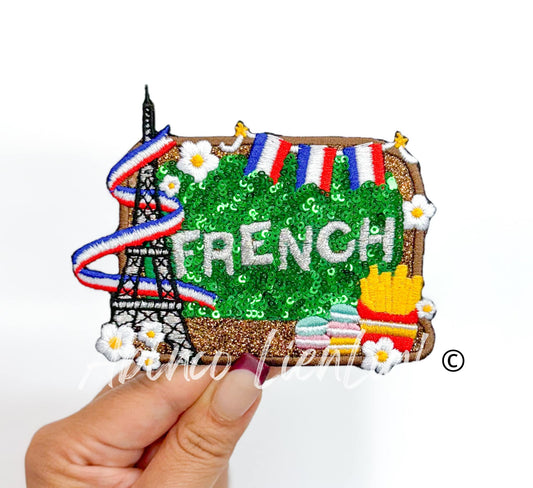 French Sequin School Teach Embroidery Patch