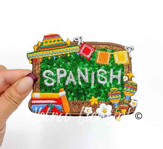 Spanish Sequin School Teach Embroidery Patch