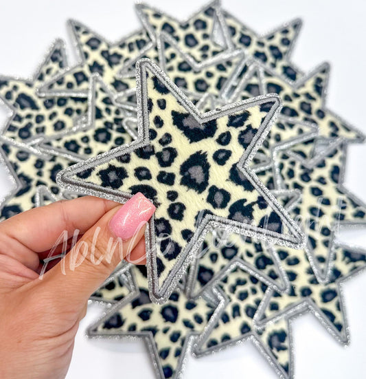 White Leopard Print Star Patch