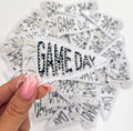 White Game Day Pennant Flag Rhinestone Embroidery Patch