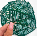 Green Game Day Pennant Flag Rhinestone Embroidery Patch