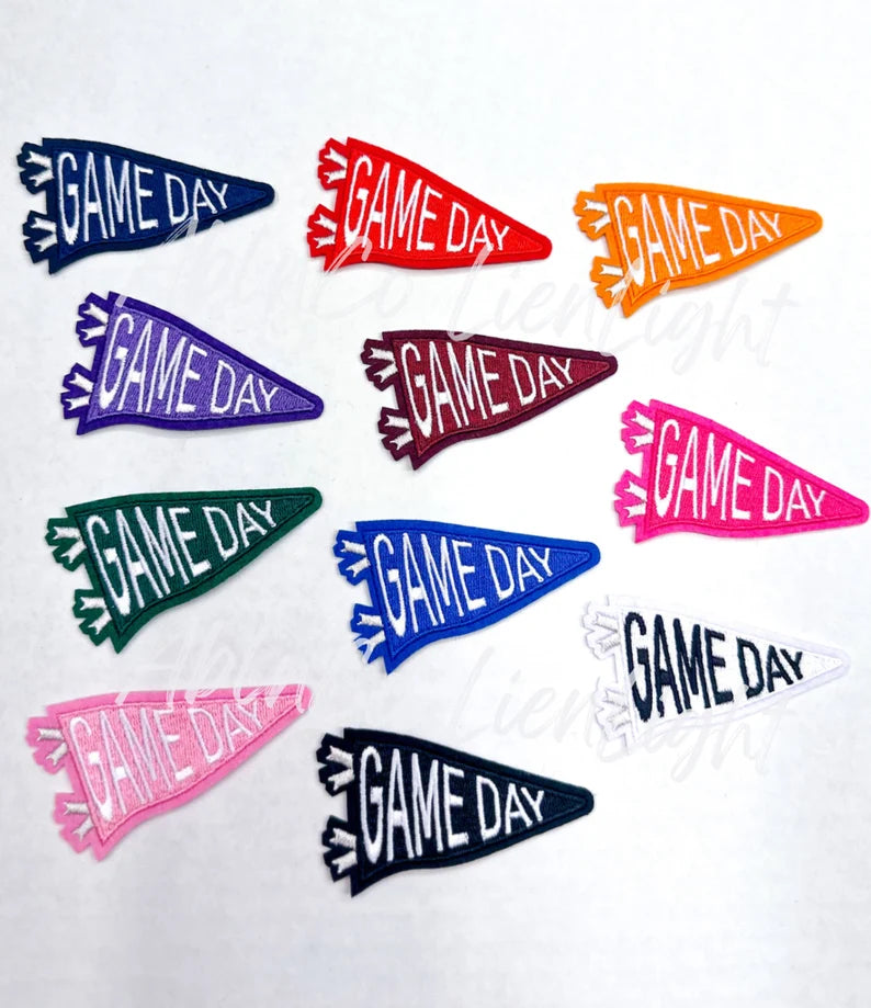 Navy Game Day Pennant Flag Embroidery Patch