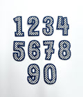 2” Navy Checkered Numbers Glitter Embroidery Patch