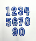 2” Royal Checkered Numbers Glitter Embroidery Patch