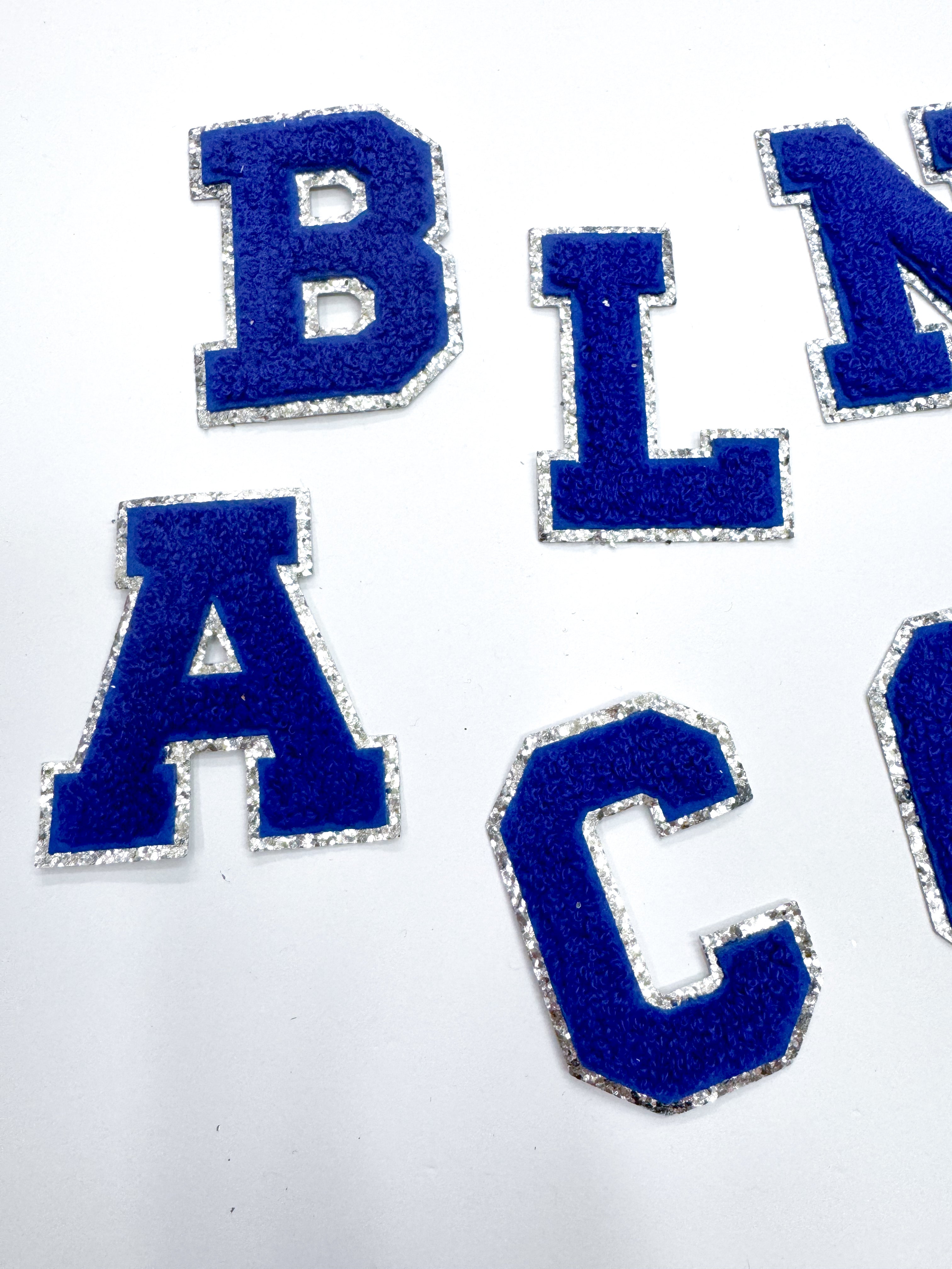Royal Silver Chenille Letter Patch