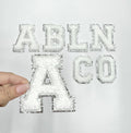 White Silver Chenille Letter Patch