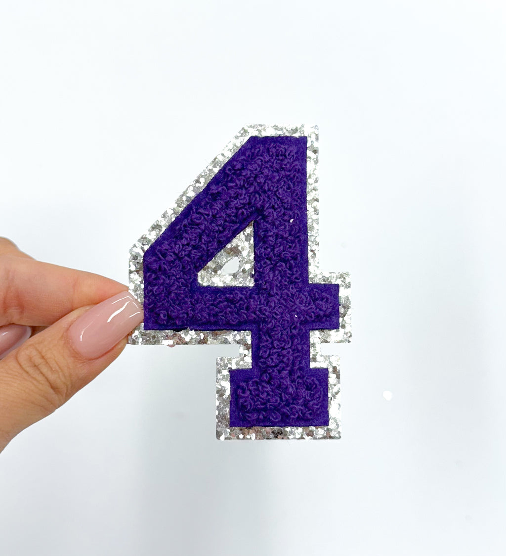 Purple Silver Chenille Embroidery Patch