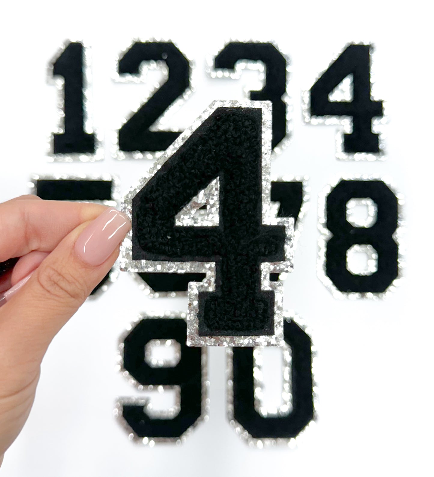 Black Silver Chenille Embroidery Patch