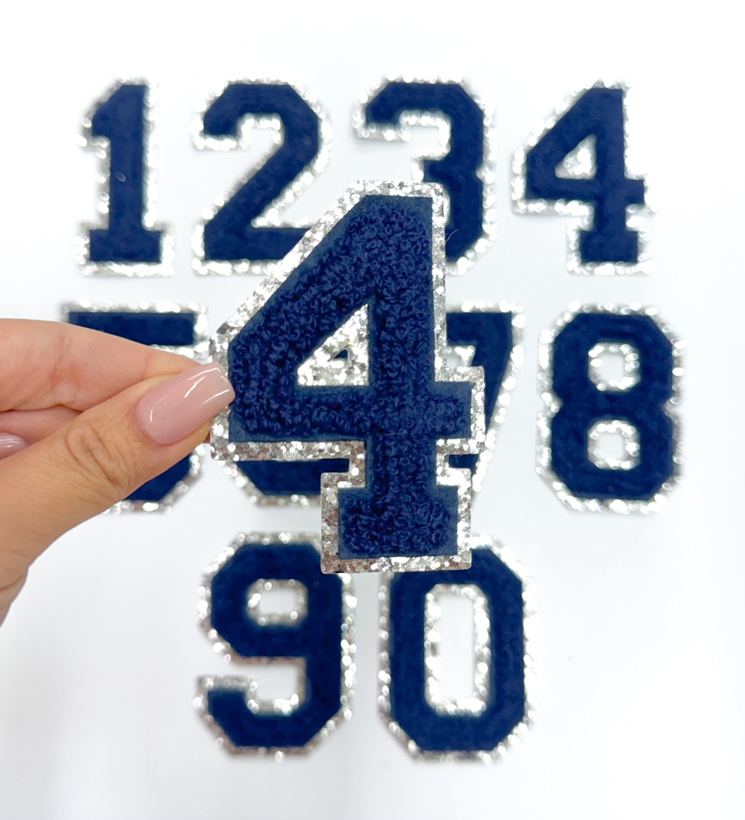 Navy Silver Chenille Embroidery Patch