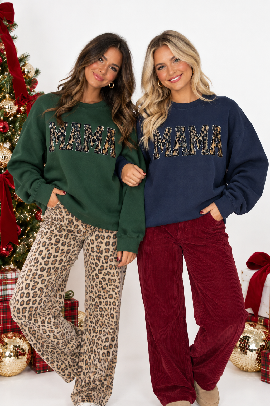 Cheetah Mama Holiday Fuzzy Patch Sweatshirt
