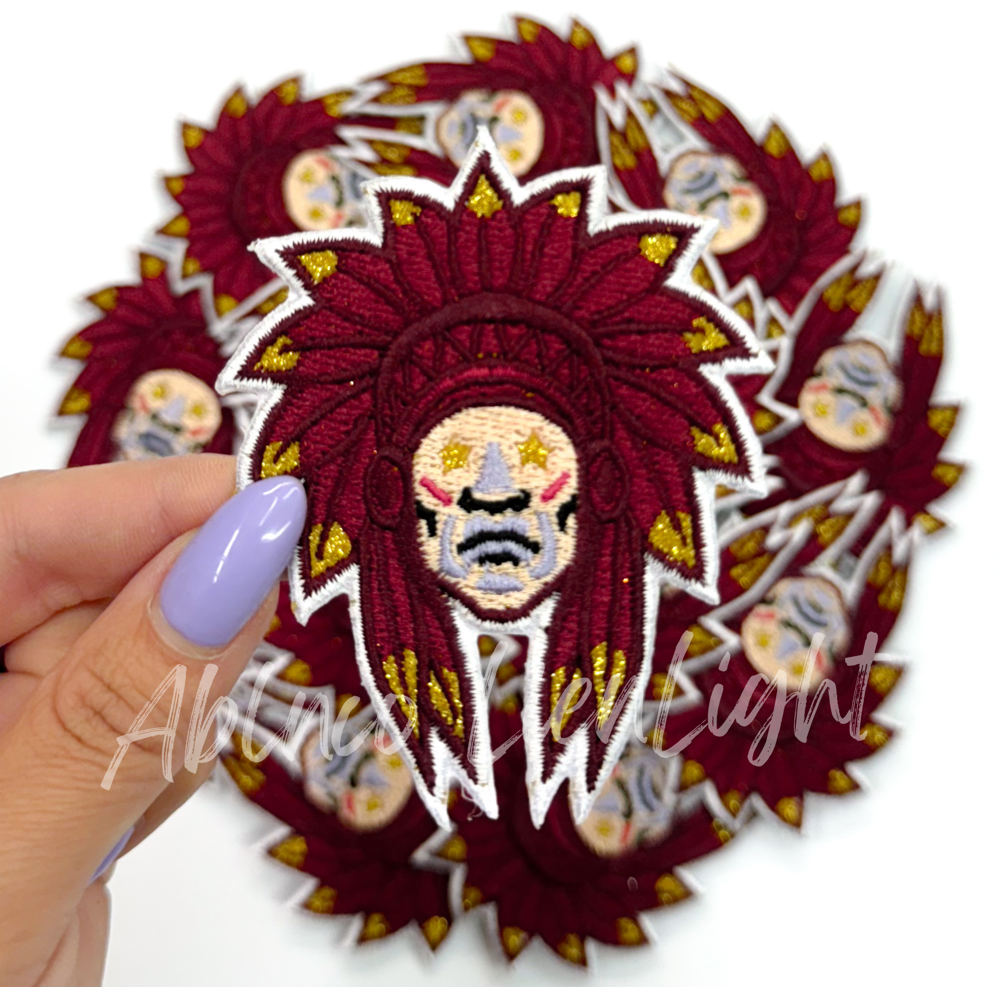 Indian Chiefs Maroon Embroidery Patch - Small