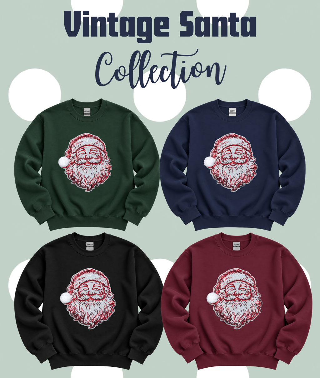 Vintage Santa Holiday Christmas Sequin Patch Sweatshirt