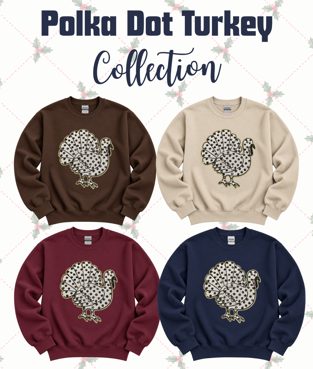 Polka Dot Turkey Holiday Sequin Patch Sweatshirt