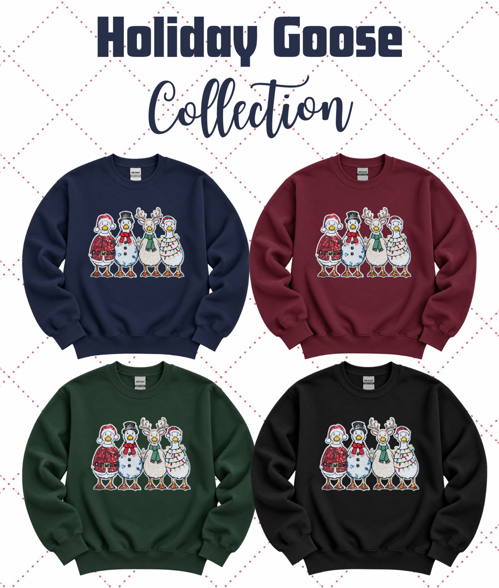 Holiday Christmas Goose Sequin Patch Sweatshirt