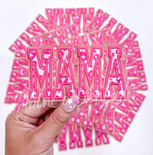 Mama Pink Leopard Embroidery Patch