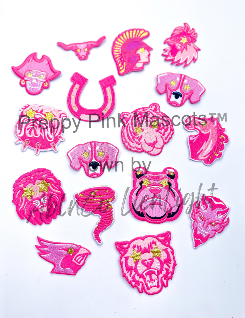 Eagle Mascot Pink Embroidery Patch - Small