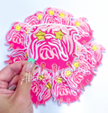 Bulldog Mascot Pink Embroidery Patch - Small