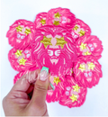 Lion Mascot Pink Embroidery Patch - Small