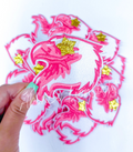 Eagle Mascot Pink Embroidery Patch - Small