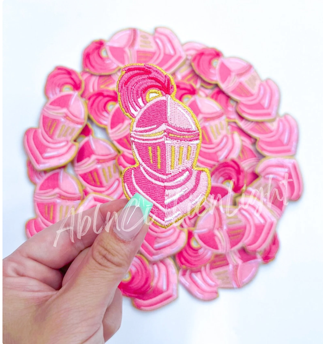 Knights Mascot Pink Embroidery Patch - Small