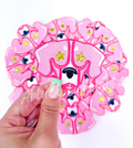 Coon Dog Mascot Pink Embroidery Patch - Small